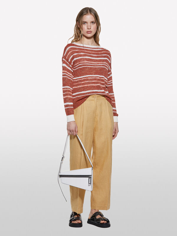 Pantaloni senape relaxed fit in 100% lino	 - pantaloni regular da donna | Sisley