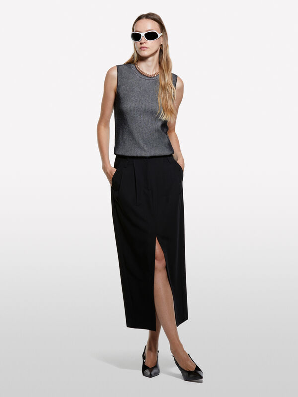 Gilet in maglia grigio - maglie girocollo da donna | Sisley
