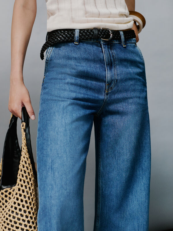 Jeans wide fit scuro - jeans palazzo da donna | Sisley