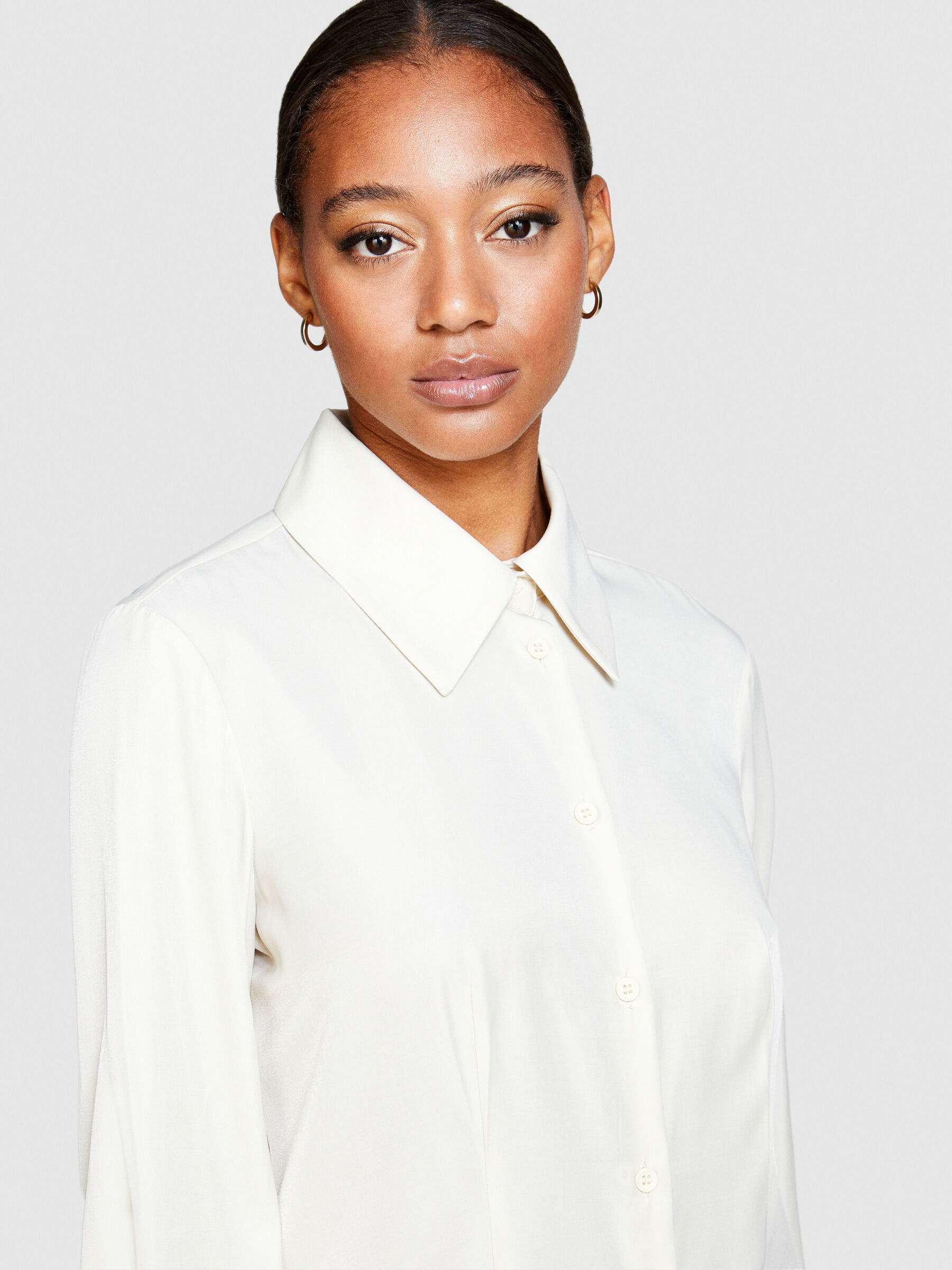 Camicia in satin Bianco Panna Donna Sisley