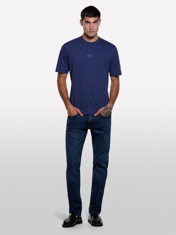 T-shirt blu scuro con stampa T-shirt blu scuro con stampa - t-shirt a manica corta da uomo | Sisley