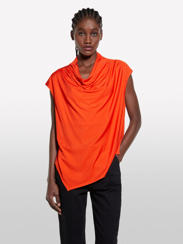 Top arancione drappeggiato - bluse da donna | Sisley