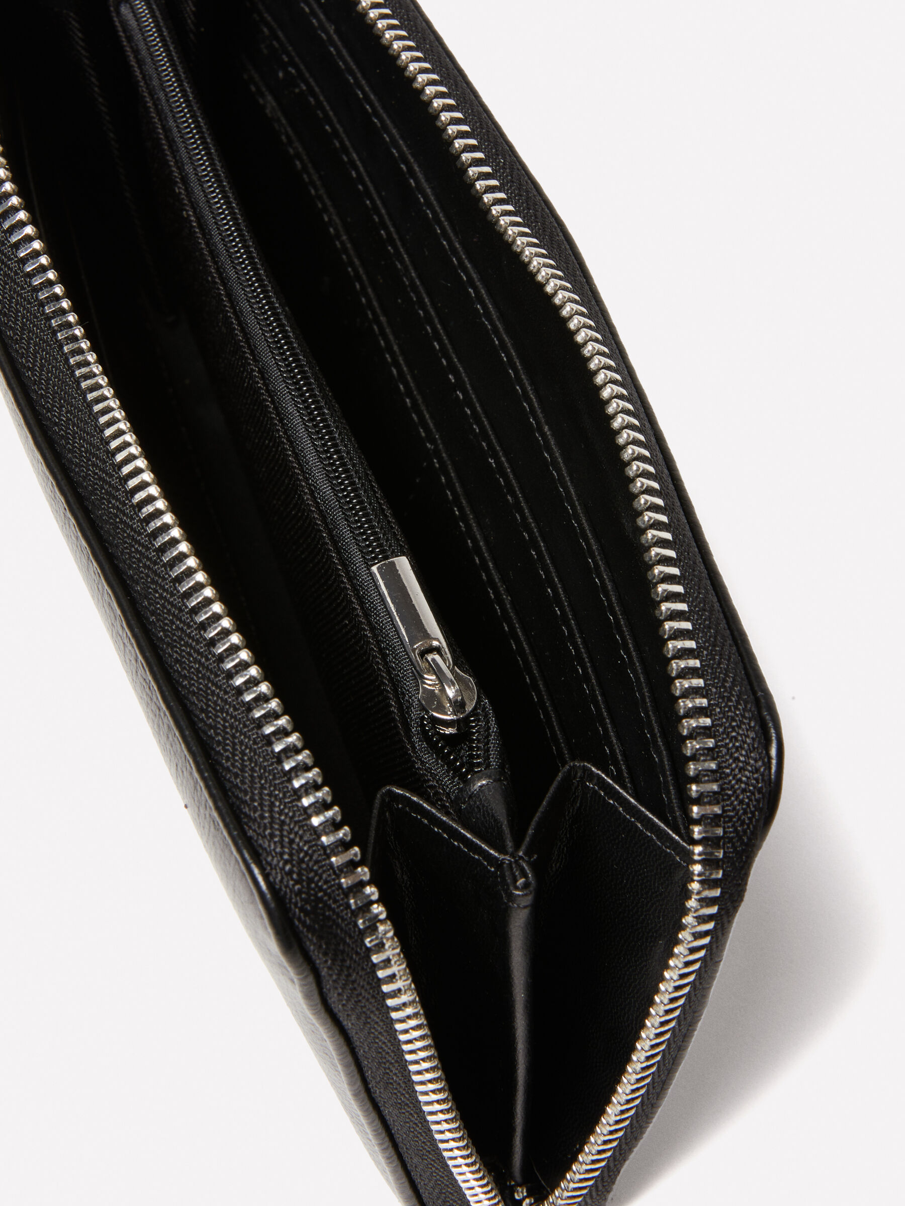 Portafoglio nero grande con zip Nero Sisley