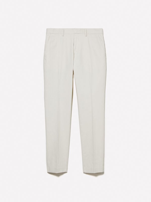 Chino texturizzati bianco panna Chino texturizzati bianco panna - pantaloni slim da uomo | Sisley