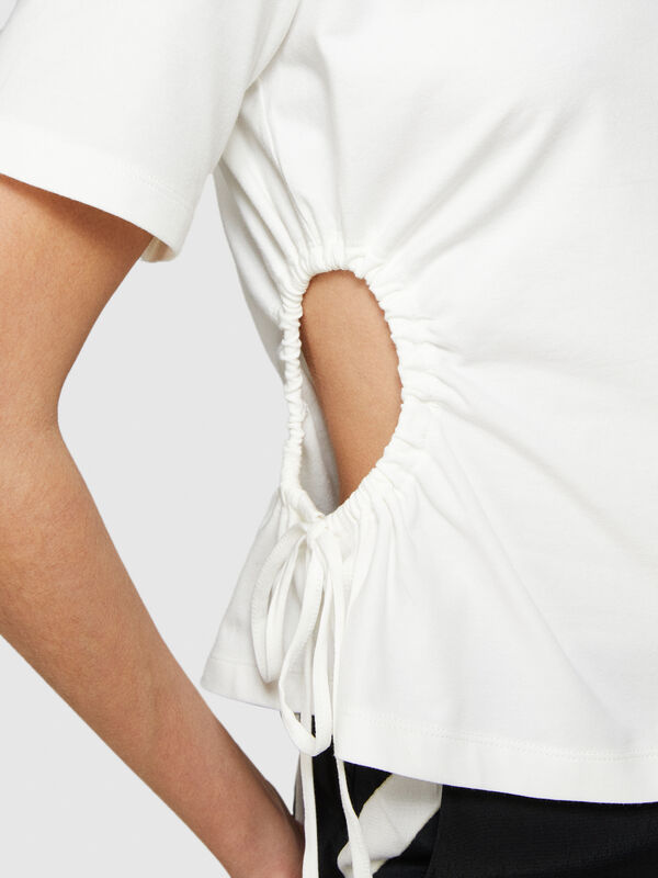 T-shirt con oblò e coulisse - t-shirt a manica corta da donna | Sisley