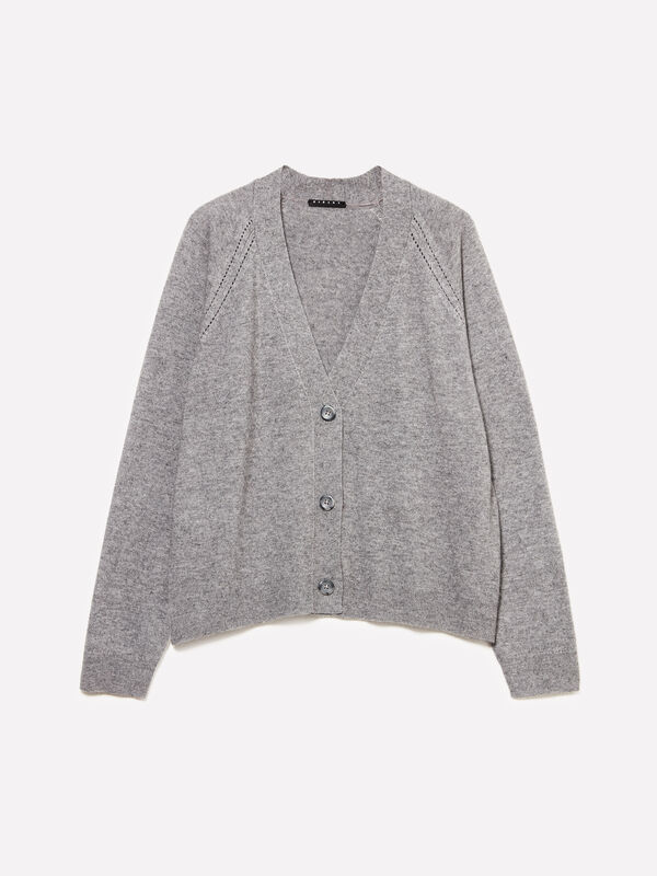 Cardigan over fit grigio melange scuro - cardigan da donna | Sisley