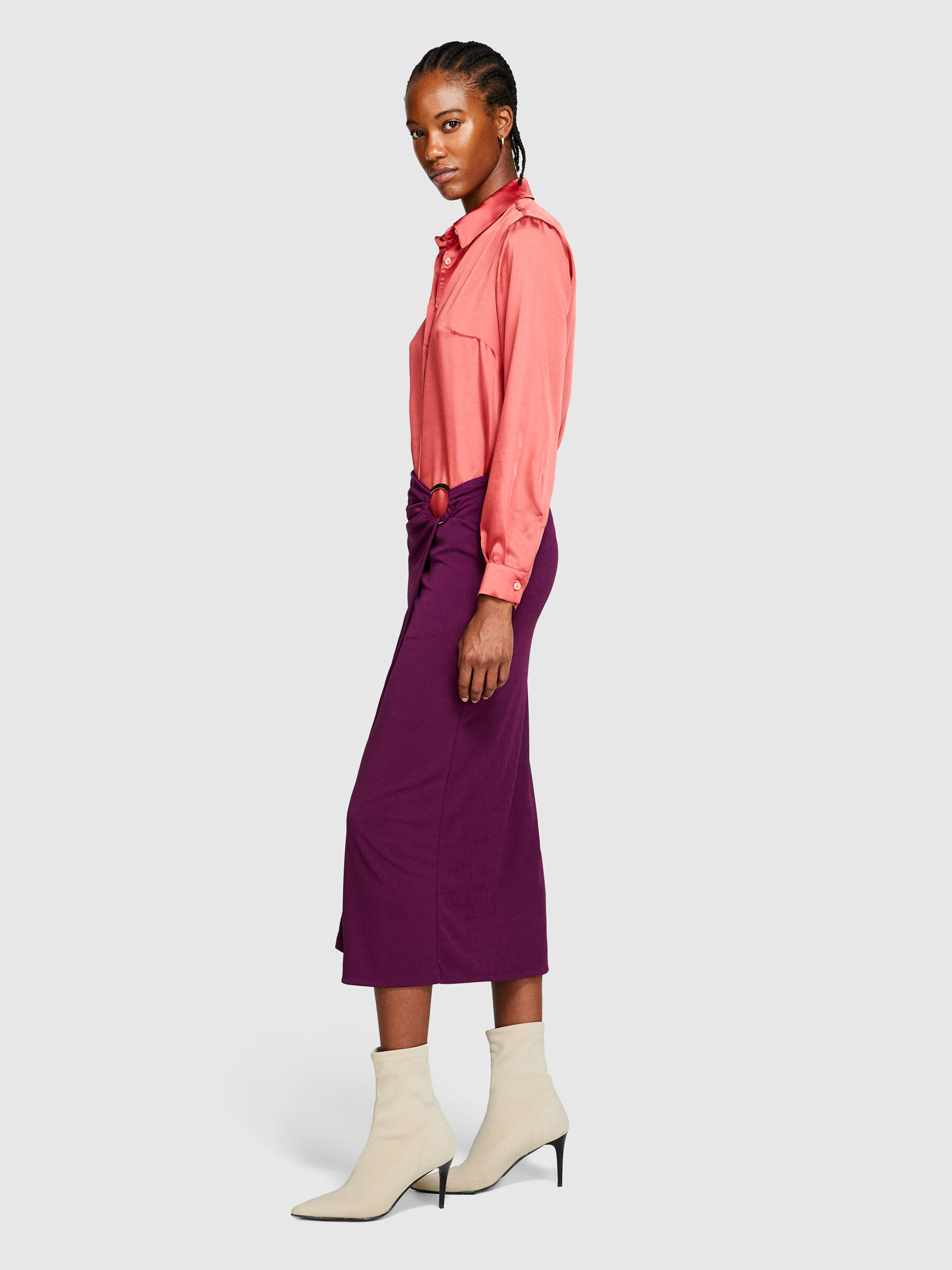 Gonna midi a portafoglio Prugna Donna Sisley