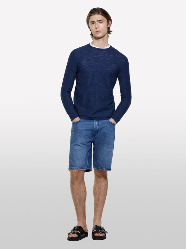 Maglia mélange blu scuro - maglie girocollo da uomo | Sisley