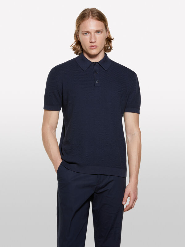 Polo blu scuro in maglia - polo da uomo | Sisley