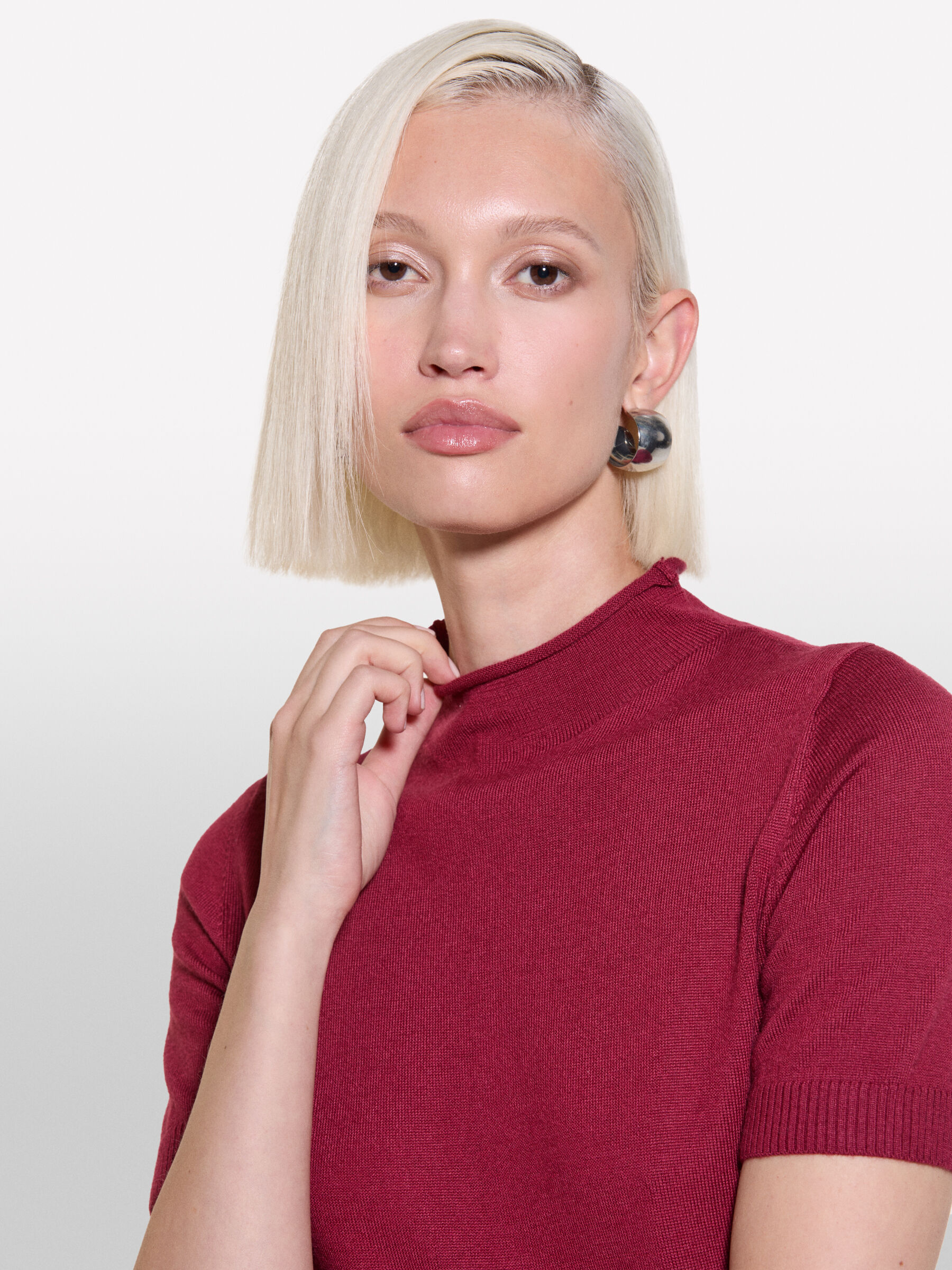 Maglia bordeaux a mezze maniche Bordeaux Sisley