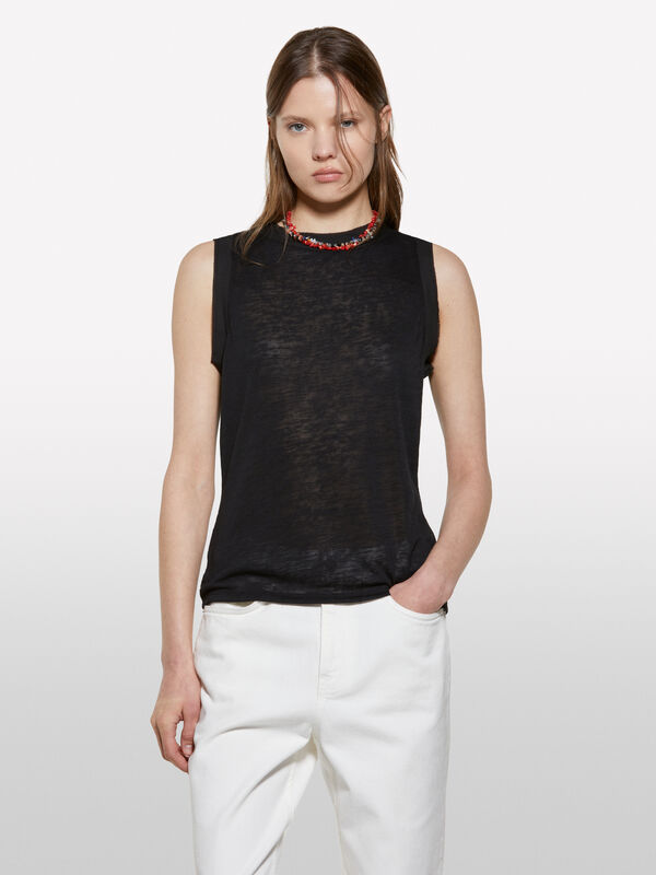 Canotta nera regular fit - top da donna | Sisley