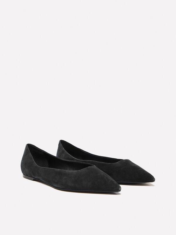 Ballerine nere in pelle scamosciata - scarpe basse donna | Sisley