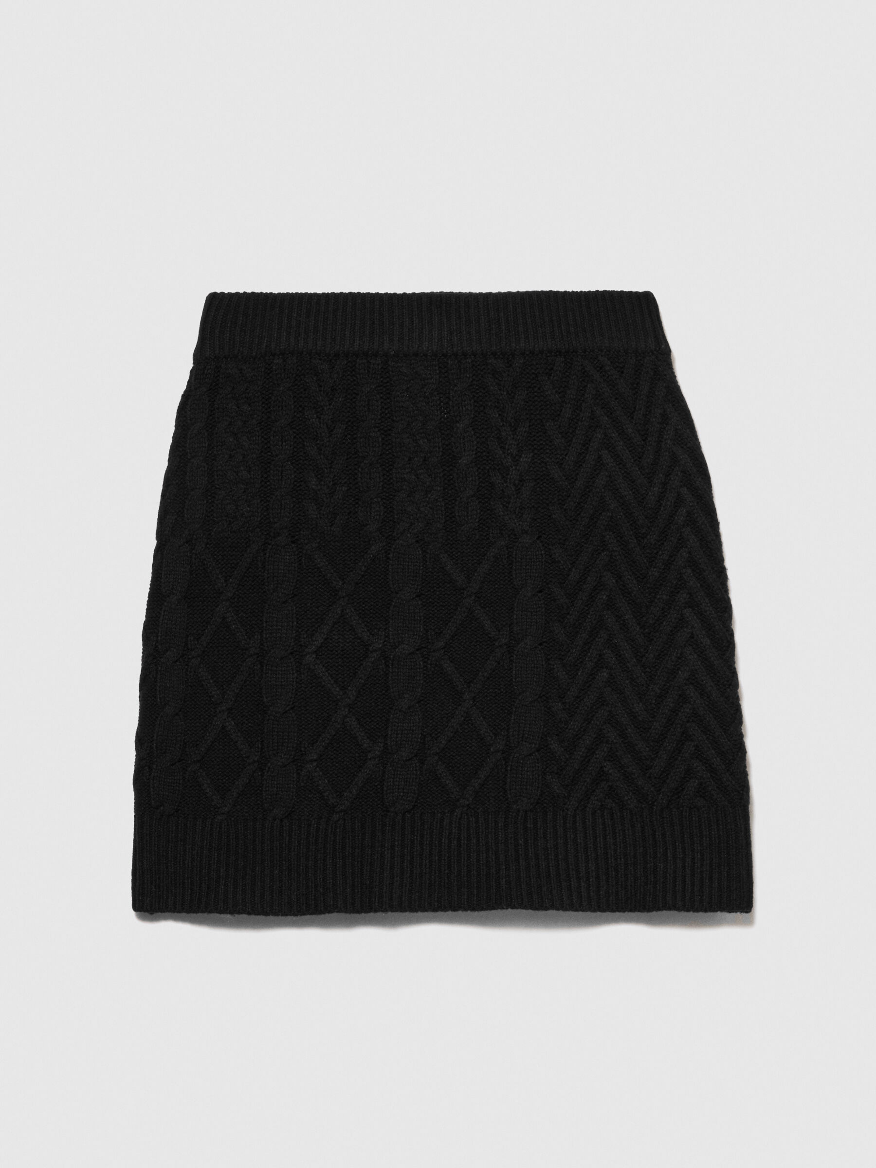 Minigonna in maglia con trecce Nero Donna Sisley