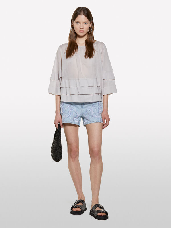 Blusa grigia con balze - bluse da donna | Sisley