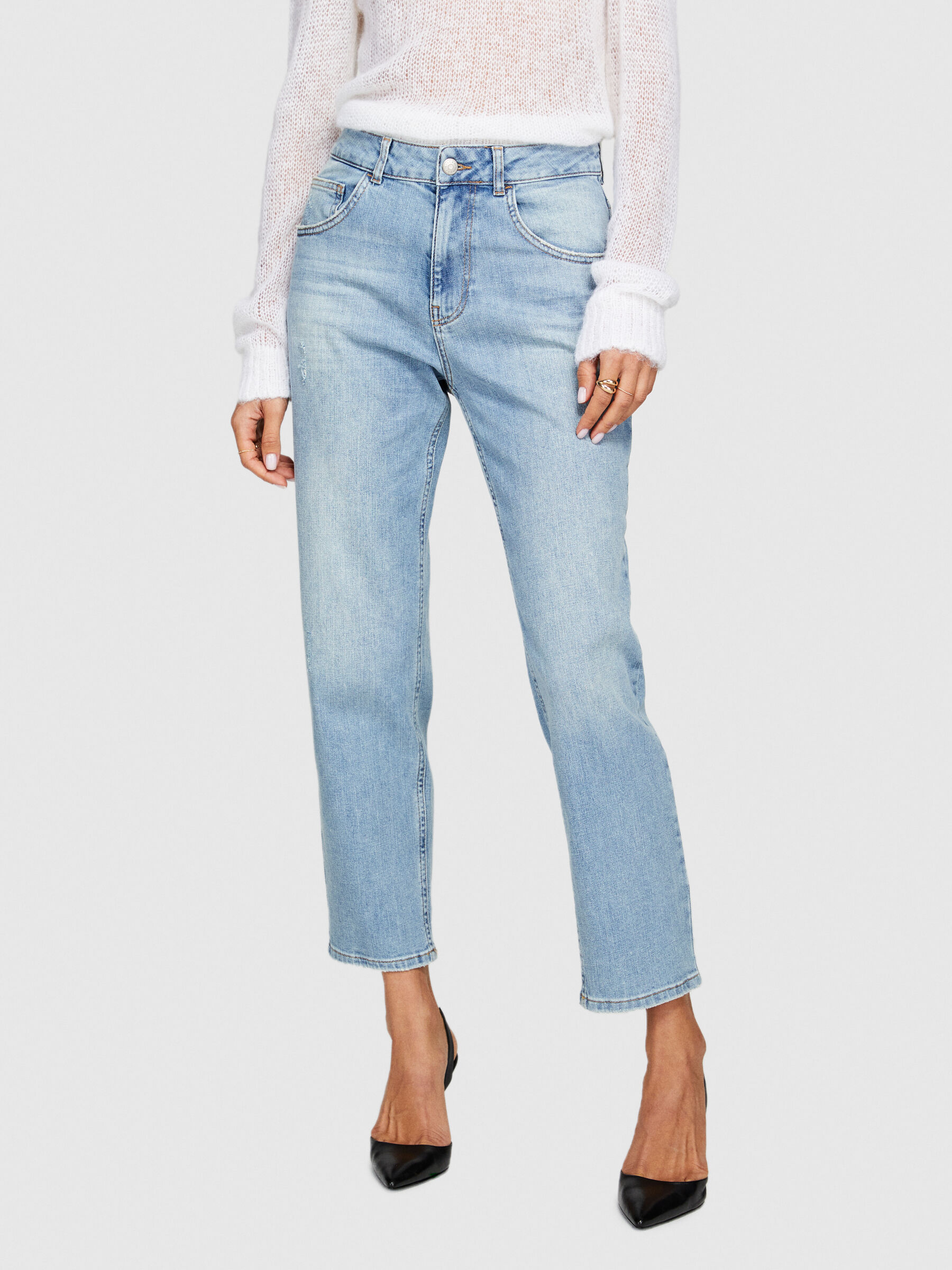 Jeans Manhattan regular fit effetto used Azzurro Donna Sisley
