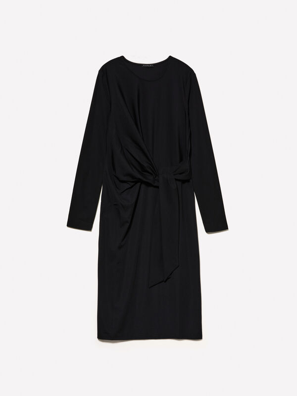Vestito midi nero con nodo - vestiti midi da donna | Sisley
