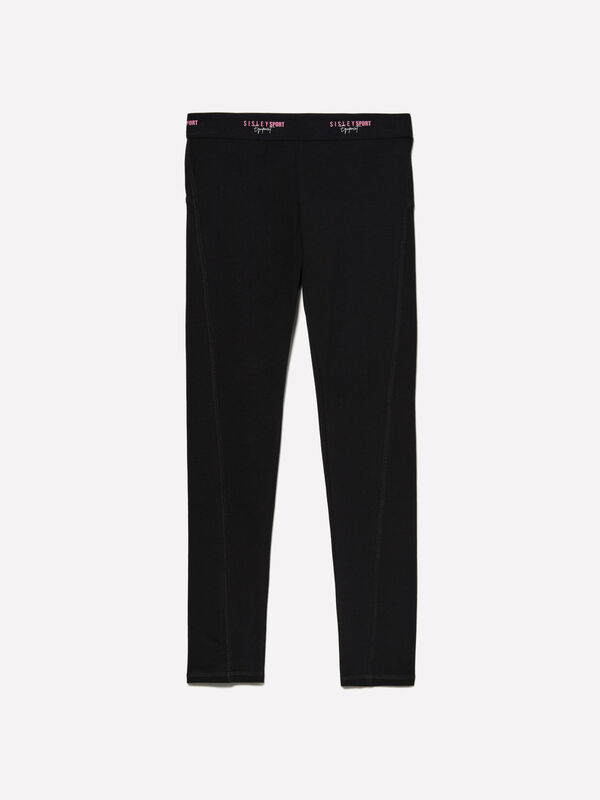 Leggings neri con elastico logato - leggings da bambina | Sisley Young