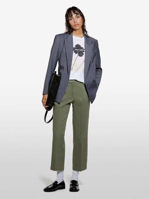 Pantaloni verde scuro a vita alta - pantaloni regular da donna | Sisley