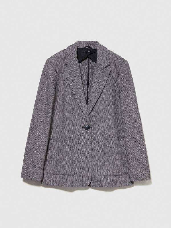 Blazer grigio in misto lana - blazer da donna | Sisley