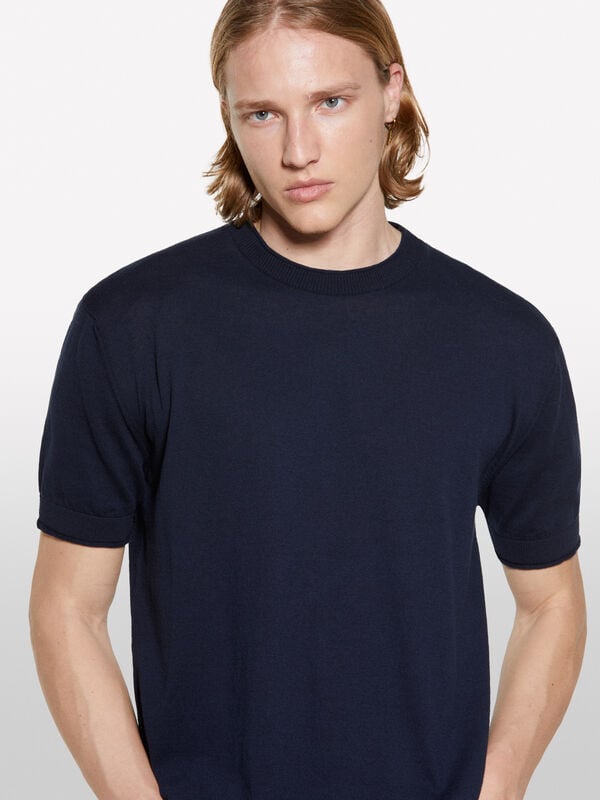 Maglia blu a maniche corte - t-shirt a manica corta da uomo | Sisley