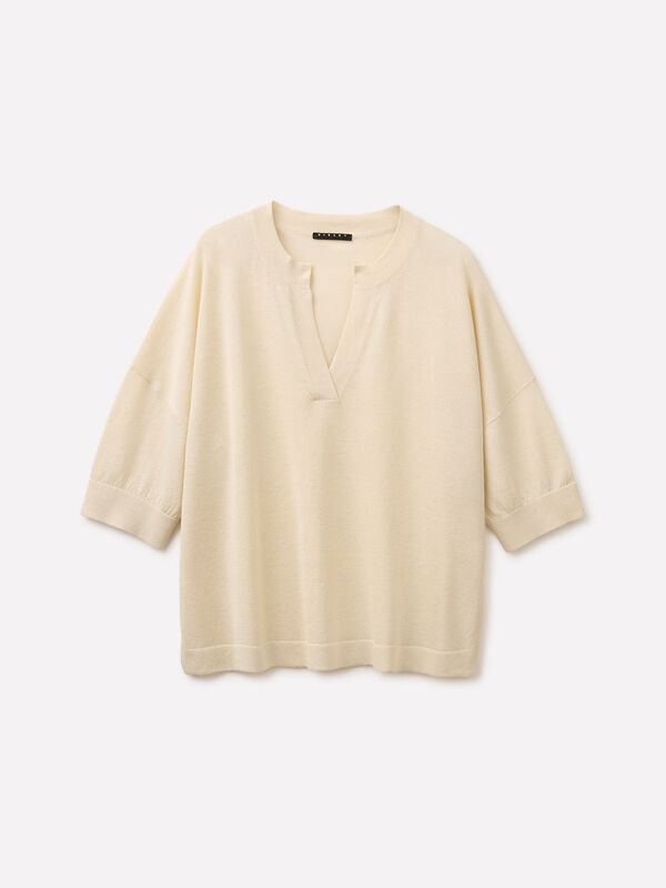 Maglia in misto lino - maglie scollo a v da donna | Sisley