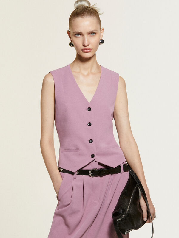 Gilet malva slim fit - gilet e smanicati da donna | Sisley