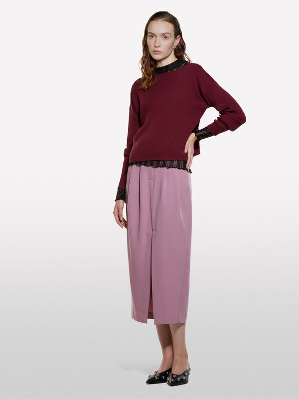 Maglia bordeaux con scollo a barca - maglie girocollo da donna | Sisley