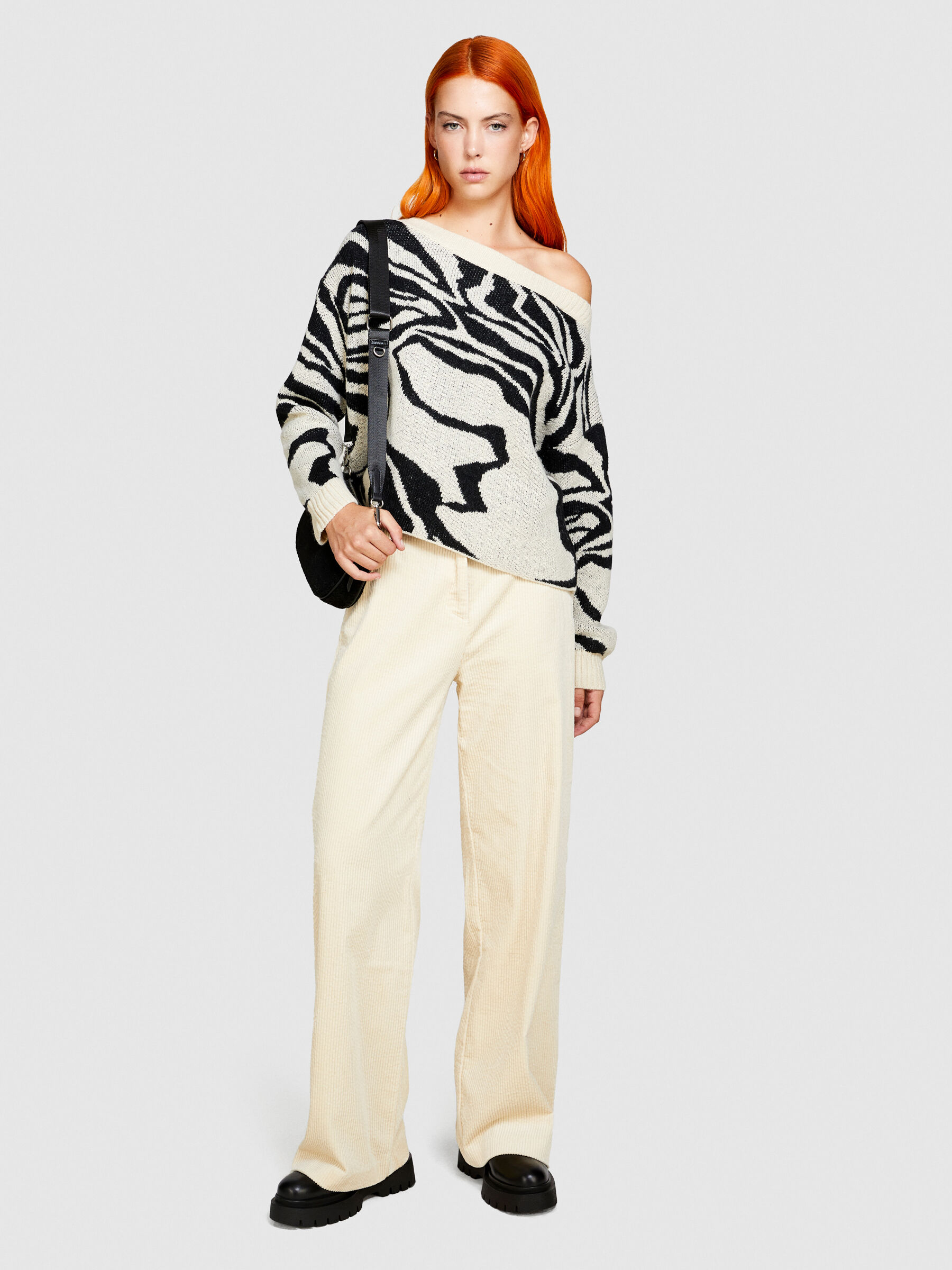 Maglia zebrata Bianco Panna Donna Sisley
