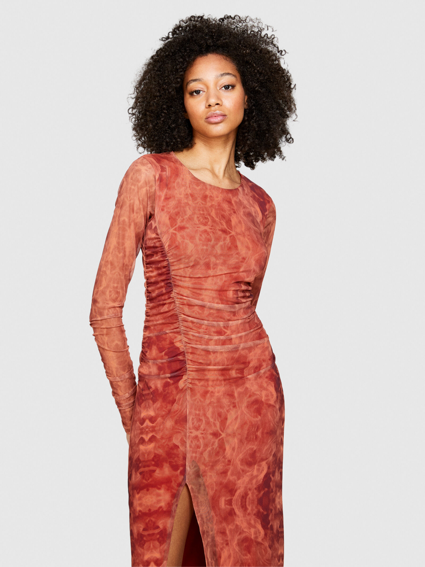 Vestito in tulle con arriccio Arancione Donna Sisley