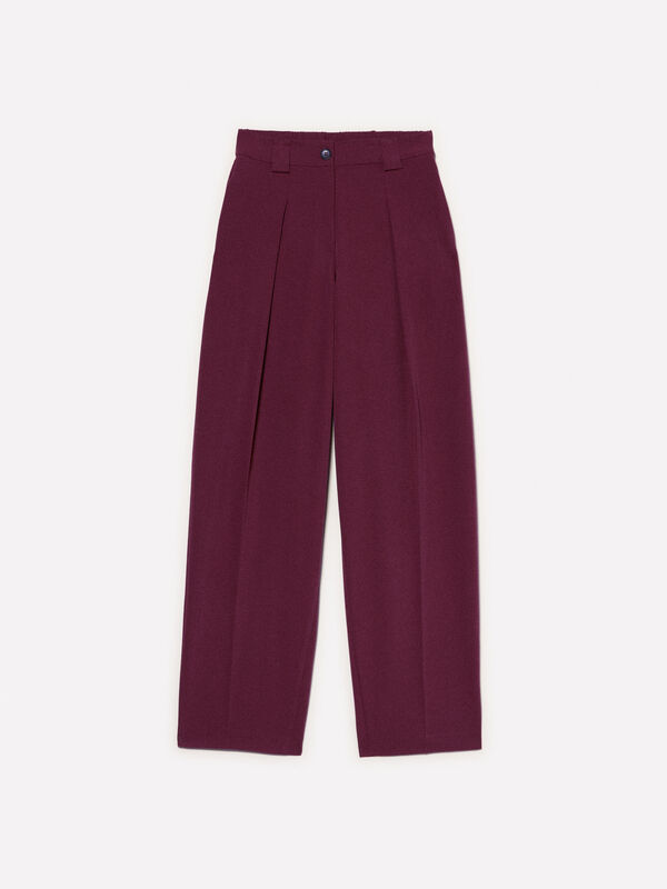 Pantaloni palazzo bordeaux con pieghe - pantaloni palazzo da donna | Sisley