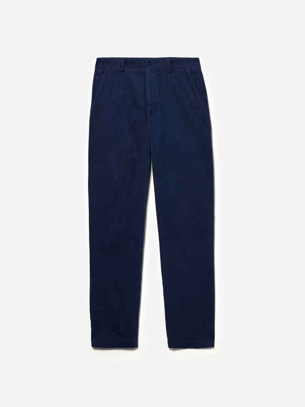 Chino blu scuro in velluto a costine - pantaloni slim da uomo | Sisley