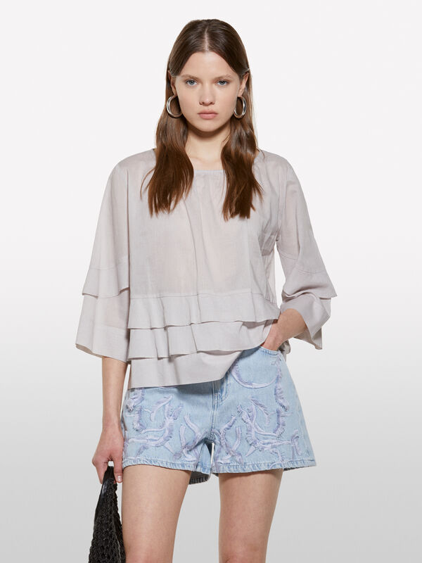 Blusa grigia con balze - bluse da donna | Sisley