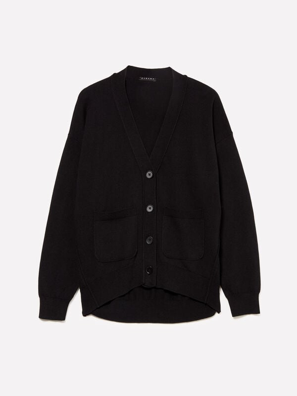 Cardigan nero over fit Cardigan nero over fit - cardigan da donna | Sisley