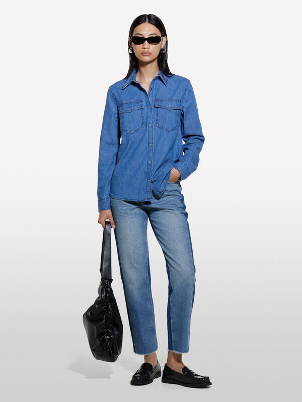 Camicia di jeans blu regular fit - camicie da donna | Sisley