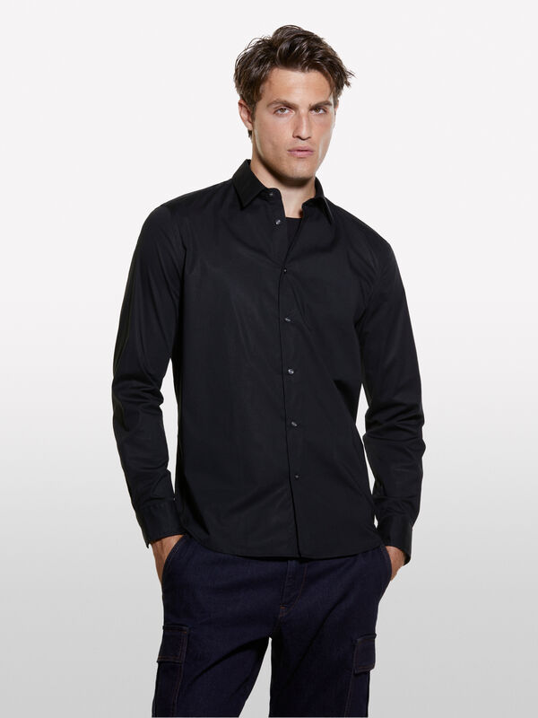 Camicia slim fit nera - camicie slim fit da uomo | Sisley