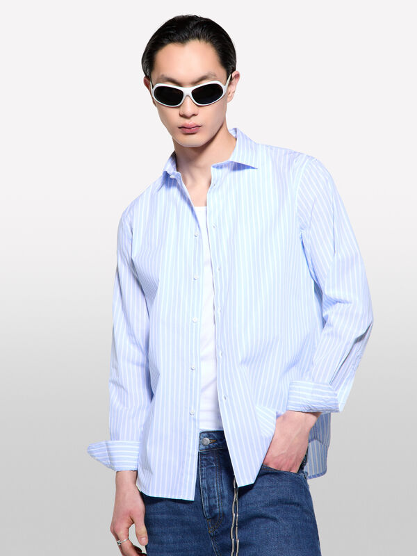Camicia tinto filo azzurra - camicie regular da uomo | Sisley