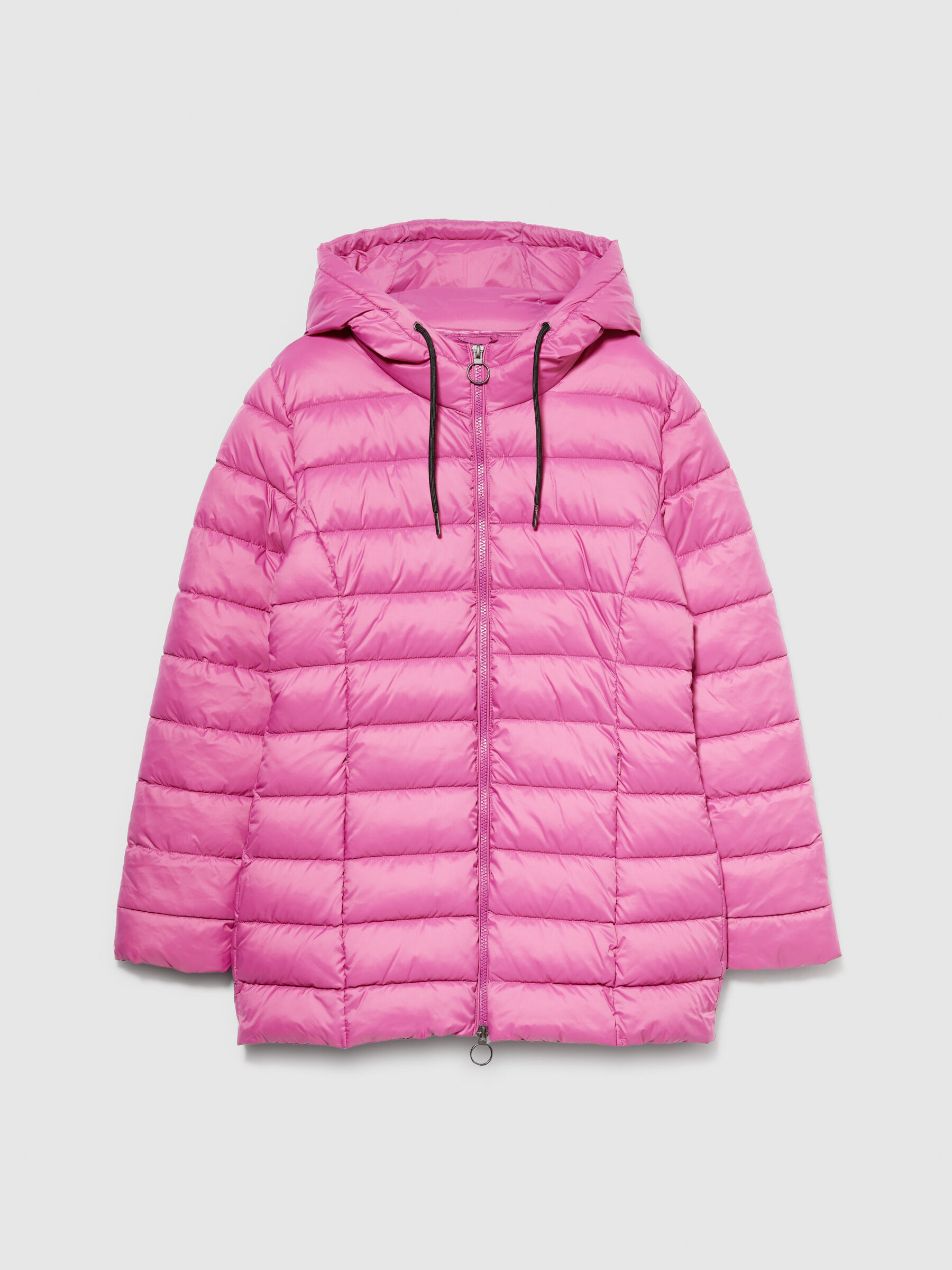 Piumino midi con cappuccio Rosa Donna Sisley