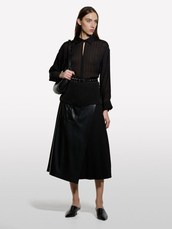 Camicia chiusa in jacquard rigato - bluse da donna | Sisley