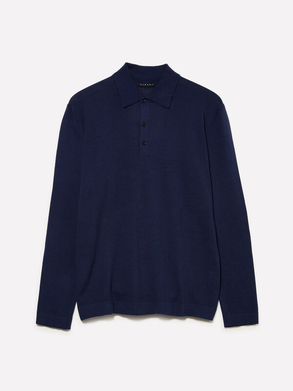 Polo in maglia blu scuro - maglie scollo a v da uomo | Sisley