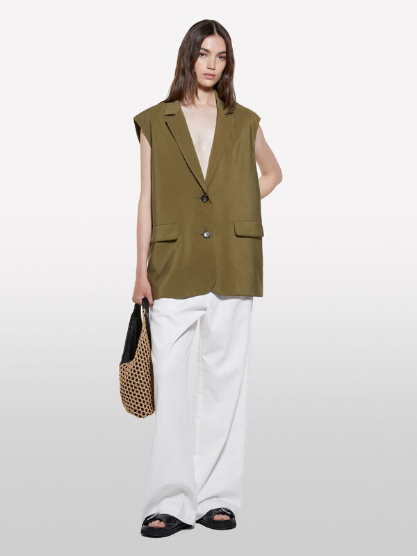Pantaloni bianco panna relaxed fit - pantaloni palazzo da donna | Sisley