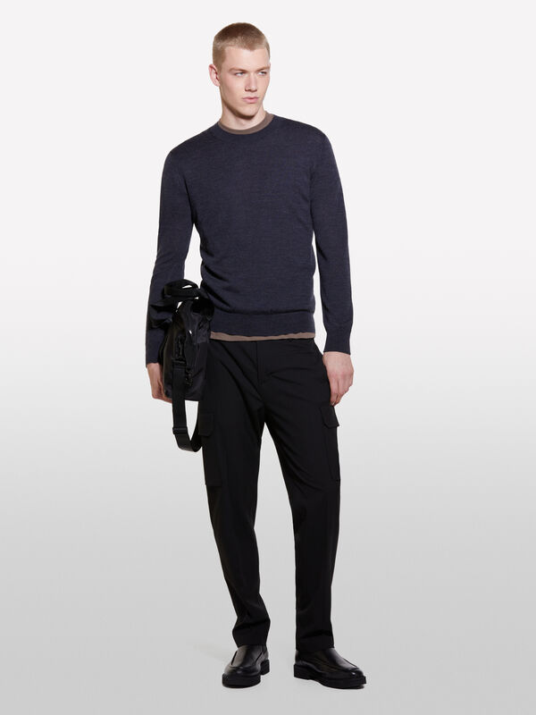 Maglia grigio scuro in misto lana - maglie girocollo da uomo | Sisley