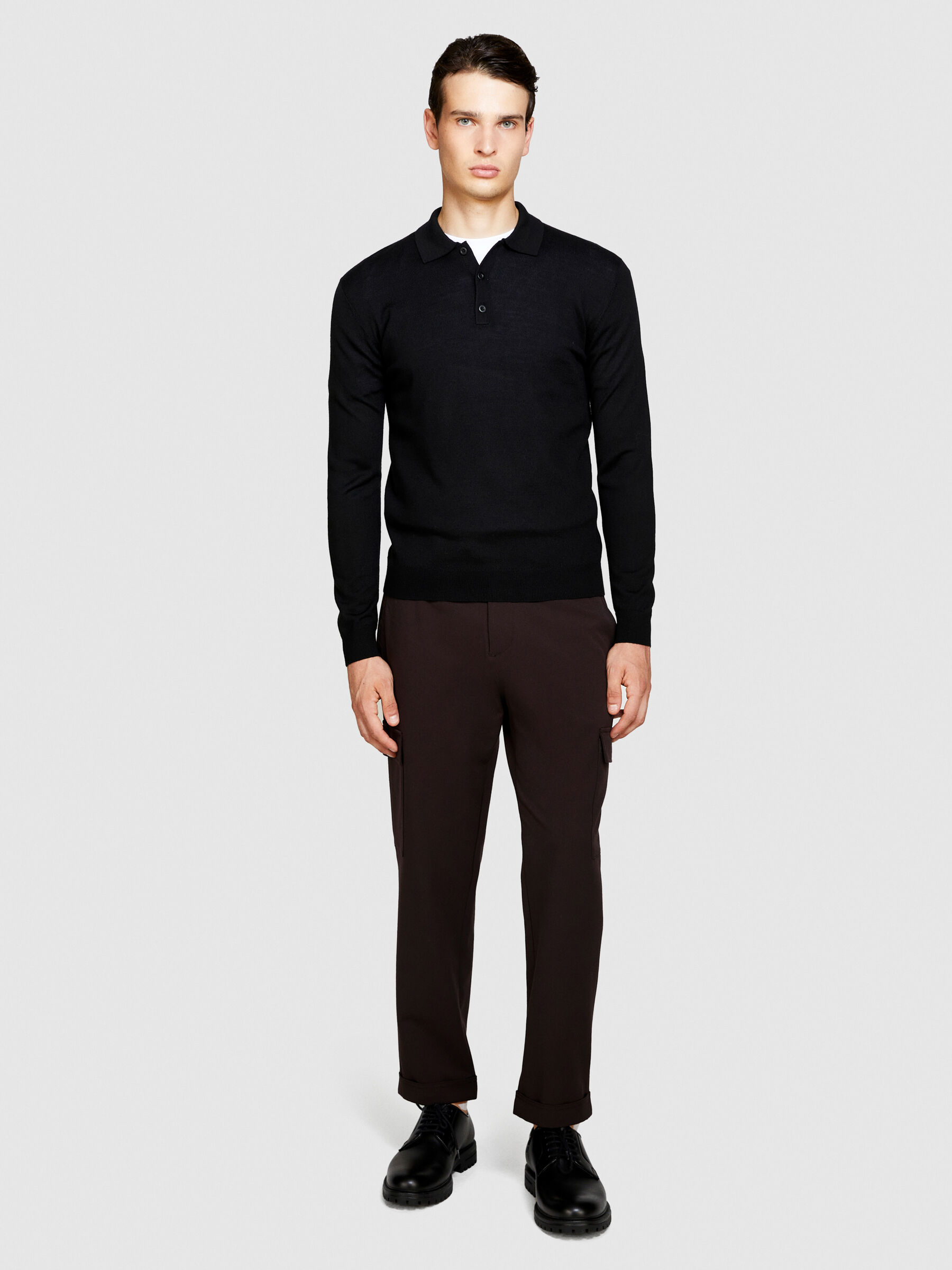 Maglia a polo slim fit Nero Uomo Sisley