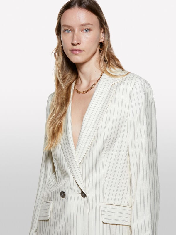 Blazer bianco panna a righe Blazer bianco panna a righe - blazer da donna | Sisley