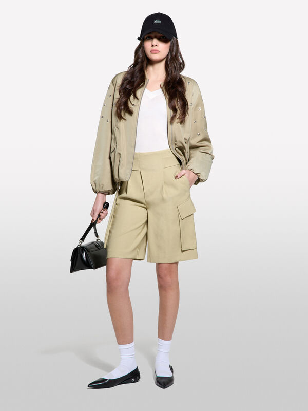 Bermuda verde militare con tasconi - pantaloni shorts da donna | Sisley