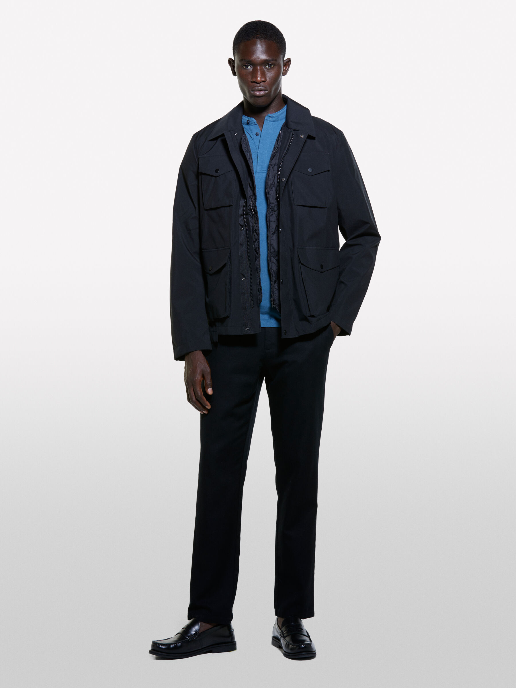 Giaccone nero con gilet imbottito Nero Sisley