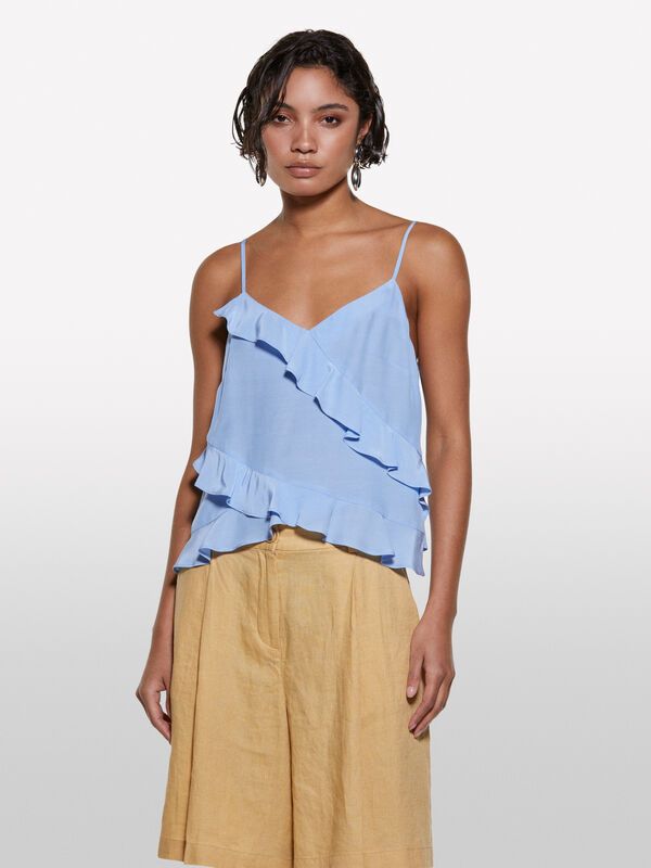 Top lingerie azzurro con rouches - top da donna | Sisley