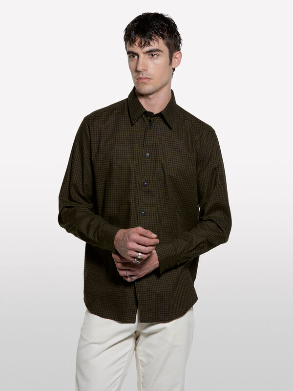 Camicia di flanella scura - camicie regular da uomo | Sisley