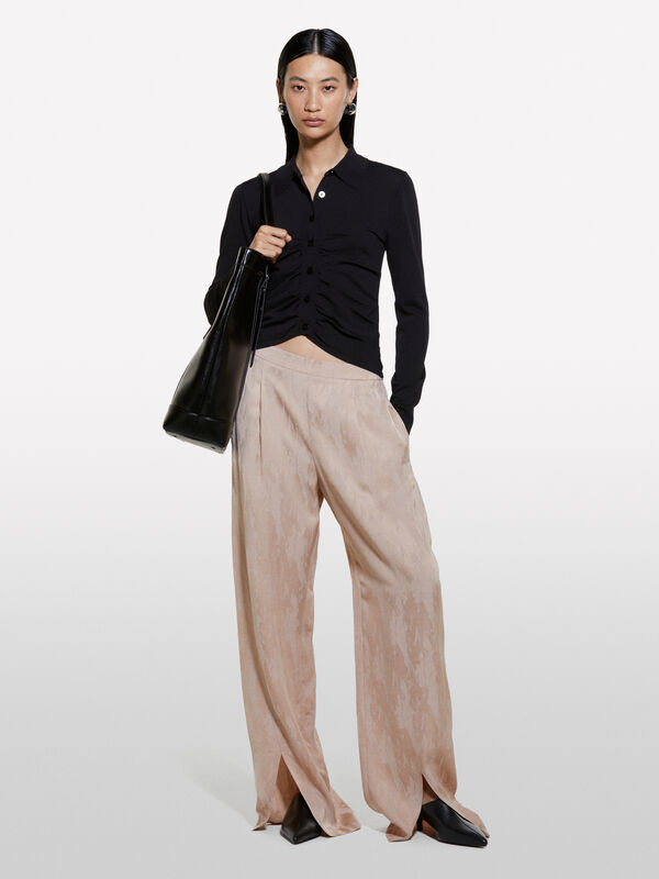 Cardigan nero con arriccio - cardigan da donna | Sisley