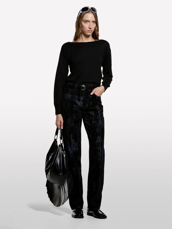 Maglia nera con scollo a barca - maglie scollo a barchetta da donna | Sisley