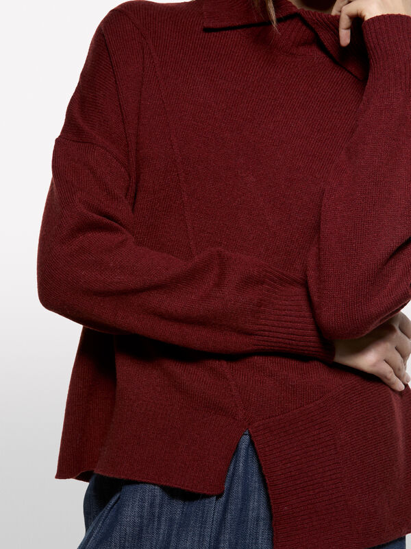 Maglia asimmetrica con collo alto  - maglie collo alto da donna | Sisley